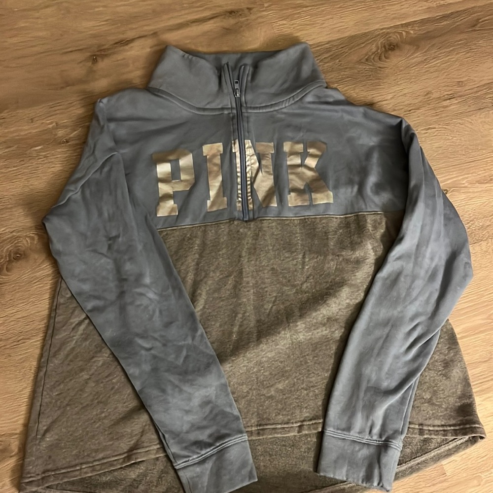 Size L Pink Victorias Secret Light Blue and Grey Sweatshirt